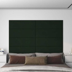 vidaXL Panouri de perete 12 buc. verde &icirc;nchis 90x30 cm catifea 3,24 m&sup2;