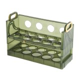 Suport Organizator pentru Oua, Cyrax, pentru Frigider, Verde transparent, Capacitate 20 oua, Doua straturi, cu Data de Expirare, 25.5x10x17 cm