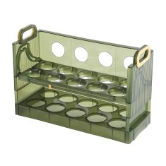 Suport Organizator pentru Oua, Cyrax, pentru Frigider, Verde transparent, Capacitate 20 oua, Doua straturi, cu Data de Expirare, 25.5x10x17 cm foto