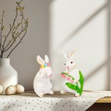 Decoratiune Paste iepuras 2 modele 7,5x7,2x14,5 cm alb din ipsos