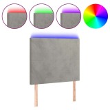 Cumpara ieftin Tablie de pat cu LED, gri deschis, 80x5x118/128 cm, catifea