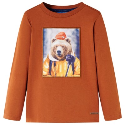 Tricou pentru copii cu m&amp;acirc;neci lungi, portocaliu ars, 128 foto