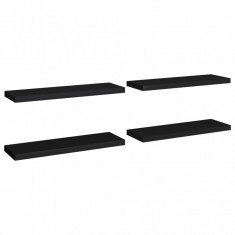 Rafturi de perete, 4 buc., negru, 80 x 23,5 x 3,8 cm, MDF