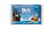 Brit Premium Multipack Dinner Plate, 4 arome, pachet mixt, plic hrană umedă pisici, (&icirc;n sos), 4 x 85g