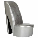 Cumpara ieftin Scaun, design toc inalt, argintiu, piele ecologica
