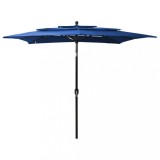 VidaXL Umbrelă grădină 3 niveluri, st&acirc;lp aluminiu, azuriu, 2,5x2,5 m