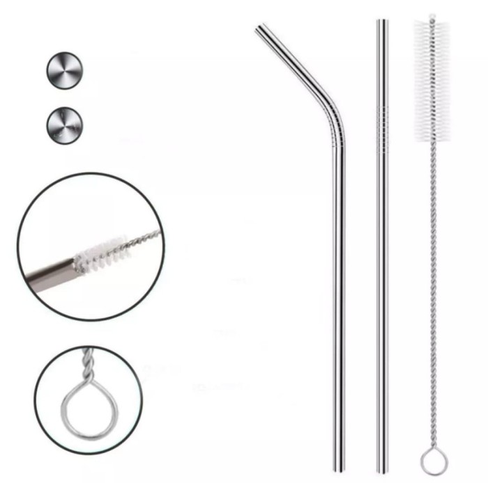 Set 2 paie reutilizabile metal si perie curatare