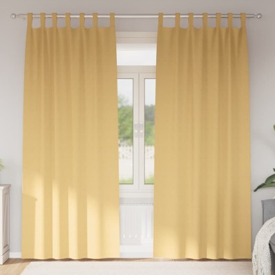 Perdele cu perdele 2 pcs Bej 245 x 140 cm Poliester foto