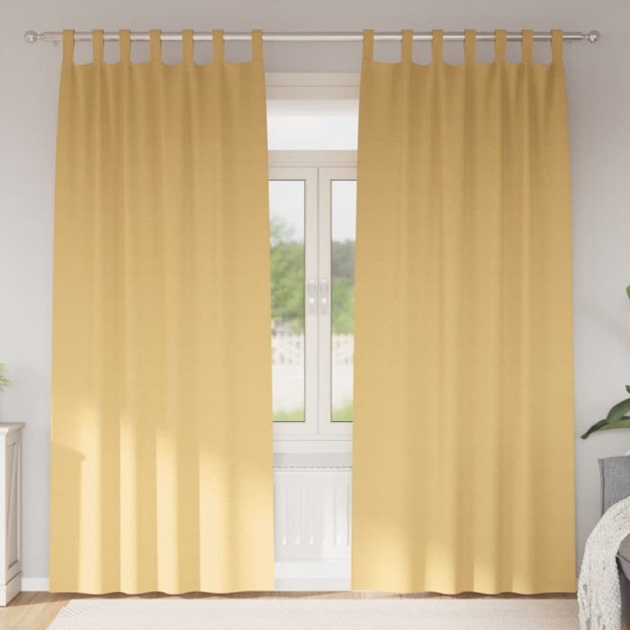 Perdele cu perdele 2 pcs Bej 245 x 140 cm Poliester