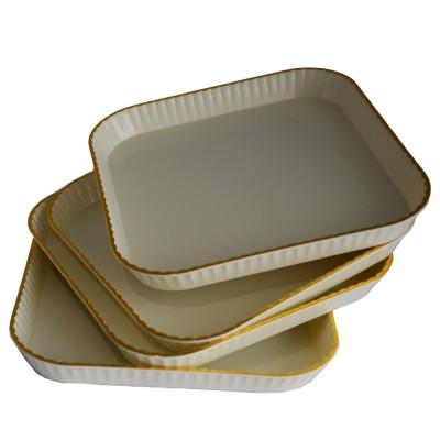 Set 4 tavi patrate Pufo Gentle pentru servire aperitive, dulciuri, bomboane, 15 cm, alb foto