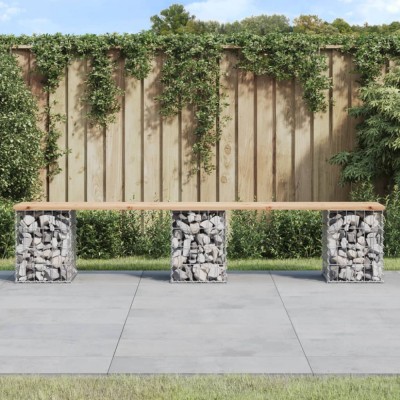 vidaXL Bancă de grădină, design gabion, 203x31x42cm, lemn masiv de pin 834332 foto
