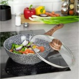 Tigaie cu capac, aluminiu, marmorata, negru, 24 cm, Kinghoff