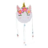 Pinata de Petrecere Cap de Unicorn, 35.5x8.5x50cm, Alba cu Flori Colorate, CMCLASS