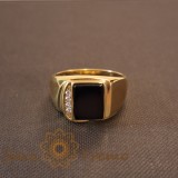 Inel cu cristale zirconia si decor negru, latime 1.3 cm , Gama Luxury Brazilia