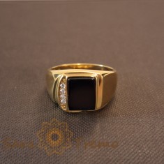 Inel cu cristale zirconia si decor negru, latime 1.3 cm , Gama Luxury Brazilia