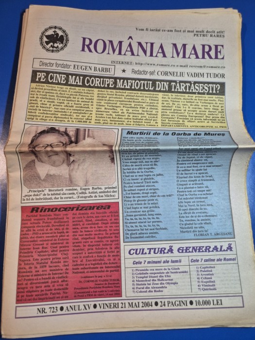 ziarul romania mare 21 mai 2004 - redactor sef corneliu vadim tudor