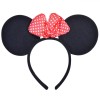 Bentiță Minnie Urechi Negre Fundă Roșie Buline, Deghizare Petrecere Copii, Carnaval, Material Blană Artificială