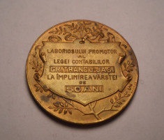 Medalie Gr Trancu - Omagiu Corpului Contabililor din Romania 1923 IASI foto