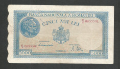 ROMANIA 5000 5.000 LEI 10 Octombrie 1944 [12] filigran bnr orizontal , VF foto