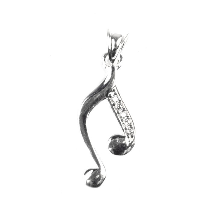 Pandantiv nota muzicala cu pietre, argint 925, 2 x 1 cm