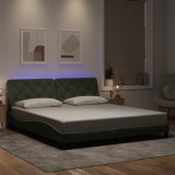 VidaXL Cadru de pat cu lumini LED, gri deschis, 180x200 cm, catifea