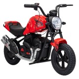 AIYAPLAY Motocicletă electrică de cross pentru copii, stil Harley, 24V, 6-12 ani, anvelope din cauciuc 30 cm, roșie | Aosom Romania