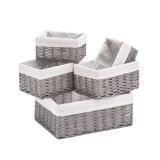Cumpara ieftin Set 5 cosuri depozitare alb gri 21 x 13 x 11 cm, 25 x 17,5 x 13 cm, 40 x 30 x 15 cm
