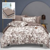 Lenjerie pat dublu,bumbac satinat,6 piese,cearceaf normal 230x250cm, cearceaf pilota 200x230cm, 2 fete de perna 50x70, 2 fete de perna 70x70-LEC4