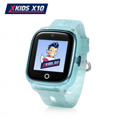 Ceas Smartwatch Pentru Copii Xkids X10 Wi-Fi cu Functie Telefon, Localizare GPS, Apel monitorizare, Camera, Pedometru, SOS, IP54, Turcoaz, Cartela SIM