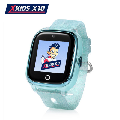 Ceas Smartwatch Pentru Copii Xkids X10 Wi-Fi cu Functie Telefon, Localizare GPS, Apel monitorizare, Camera, Pedometru, SOS, IP54, Turcoaz, Cartela SIM foto