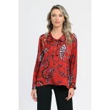 Bluza Dama cu Funda Subtire, Rosie cu Imprimeu Paisley - XL