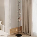 Cuier metalic pentru haine in forma de pom, cu 7 agatatori, dimensiuni 170 x 29 cm, negru