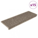 VidaXL Covorașe scări autoadezive, 15 buc. bej 65x21x4 cm aspect sisal