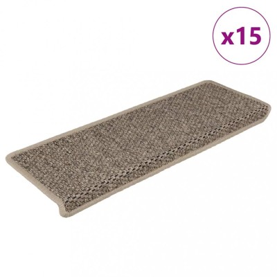 vidaXL Covorașe scări autoadezive, 15 buc. bej 65x21x4 cm aspect sisal 326890 foto