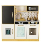 Bucatarie de jucarie complet utilata, lumini si sunete,din lemn, accesorii incluse, alb cu crem, 82 x 24 x 81 cm, Oem