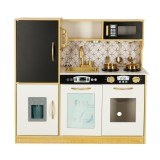 Bucatarie de jucarie complet utilata, lumini si sunete,din lemn, accesorii incluse, alb cu crem, 82 x 24 x 81 cm