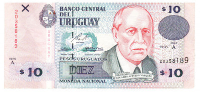 Uruguay 10 Pesos 1998 P-81 Seria 20358189 foto