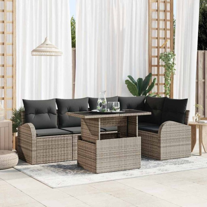 vidaXL Set de canapele pentru grădină 6 pcs Gri 100 x 55 x 73 cm 3348645