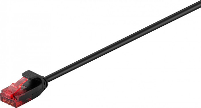 Cablu slim 3.6mm patchcord Cat6 UTP 7.5m negru 250MHz RJ45 cupru Goobay