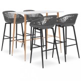vidaXL Set mobilier de bar, 5 piese, alb și gri