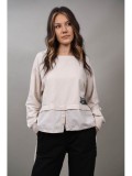 Cumpara ieftin Bluza Dama Sport Asimetrica Bellanza Bej Bumbac Talie Unica S/M/L Fabricata in Italia