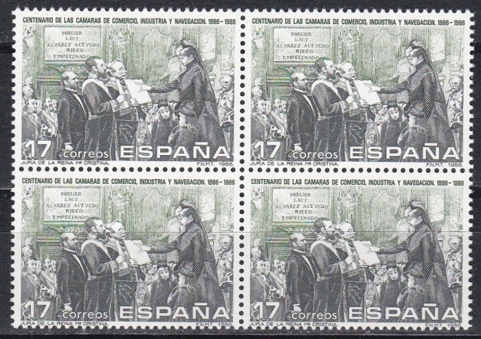 Spania 1986 - 100 de ani de existență a Camerei de Comerț, Bloc de 4, MNH
