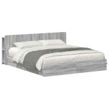 vidaXL Cadru de pat cu depozitare cu sertar Sonoma gri 200 x 200 cm 3433607