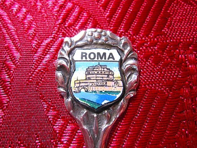 LINGURITA ARGINT MASIV 800 MEDALION PORTELAN ROMA ITALIA 11.5 CM 9.71 GRAME foto
