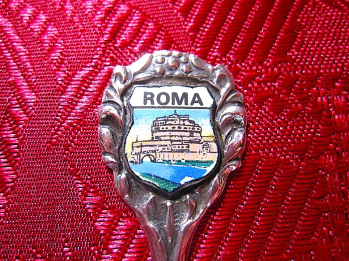 LINGURITA ARGINT MASIV 800 MEDALION PORTELAN ROMA ITALIA 11.5 CM 9.71 GRAME
