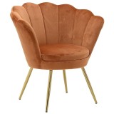 Cumpara ieftin Fotoliu Portocaliu Catifea Inart, 76x60x80 cm, Cadru Fier Auriu, Fotoliu Living Modern