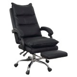 Scaun directorial AB041, piele ecologica, cadru cromat, spatar rabatabil, suport pentru picioare, sarcina maxima 120 kg, negru