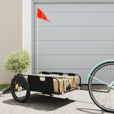vidaXL Remorcă de bicicletă, negru, textil oxford și fier 94178 foto