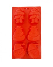 Forma silicon 6 cavitati, Mos Cracioun, Om de Zapada, Pentru prajituri sau Briose, Rosu, 29 cm, 240COF
