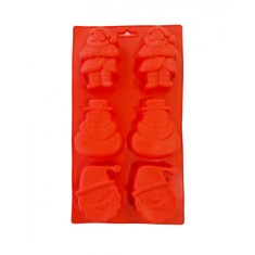Forma silicon 6 cavitati, Mos Cracioun, Om de Zapada, Pentru prajituri sau Briose, Rosu, 29 cm, 240COF
